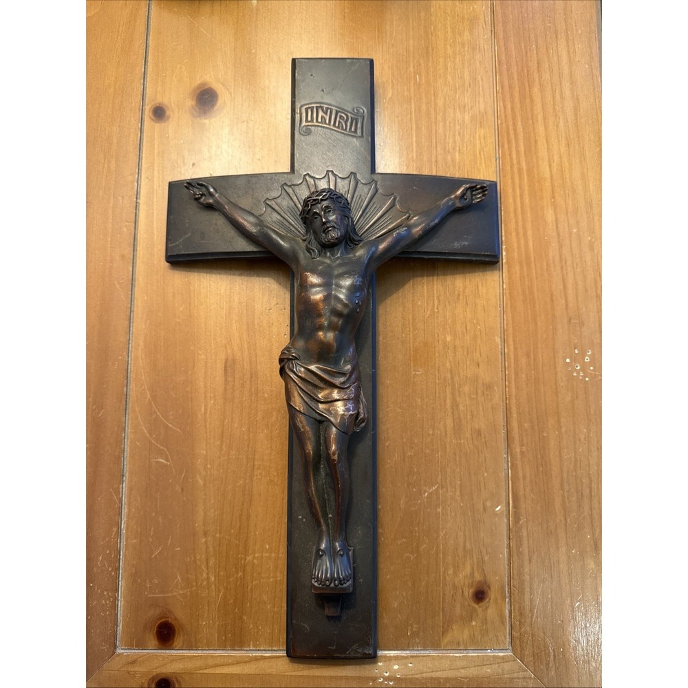Vintage 1950's Parsons Heavy‎ Metal Crucifix 16"